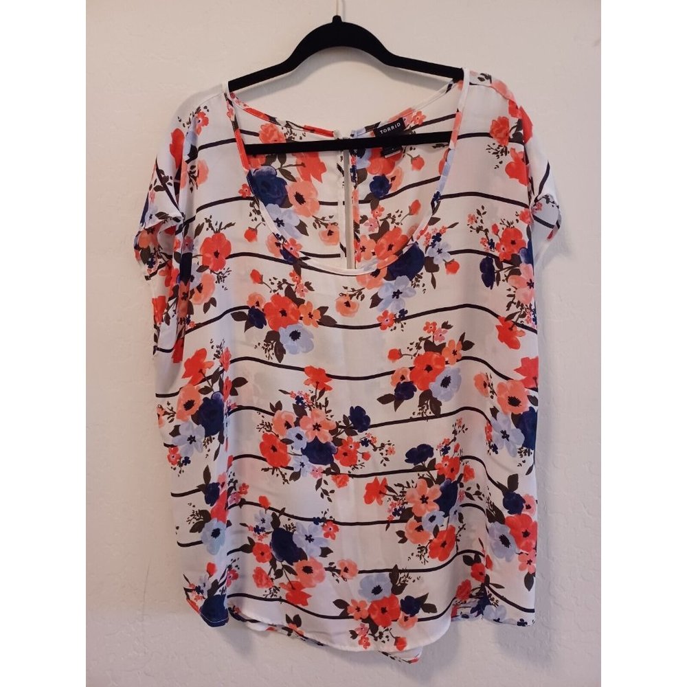 Torrid Floral Striped Top Size 1